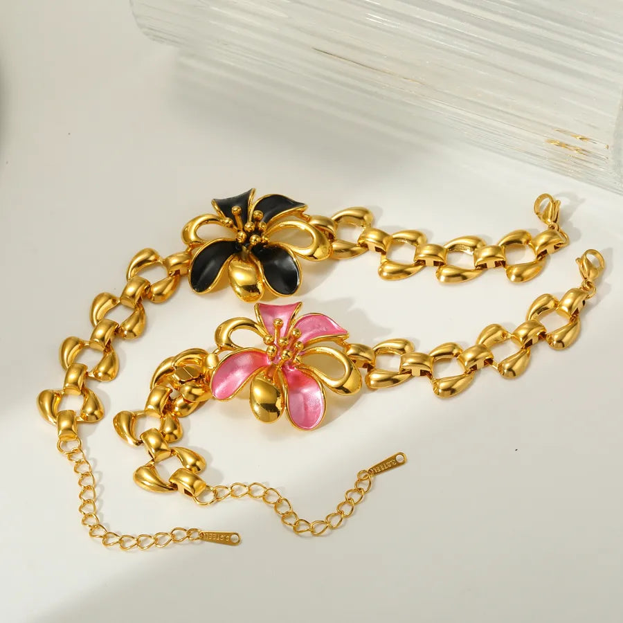 18K Gold Plated Stainless Steel Flower Bracelet