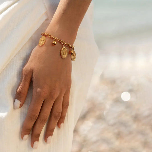 Gold Pharaoh's Cross Angel Bracelet for Women