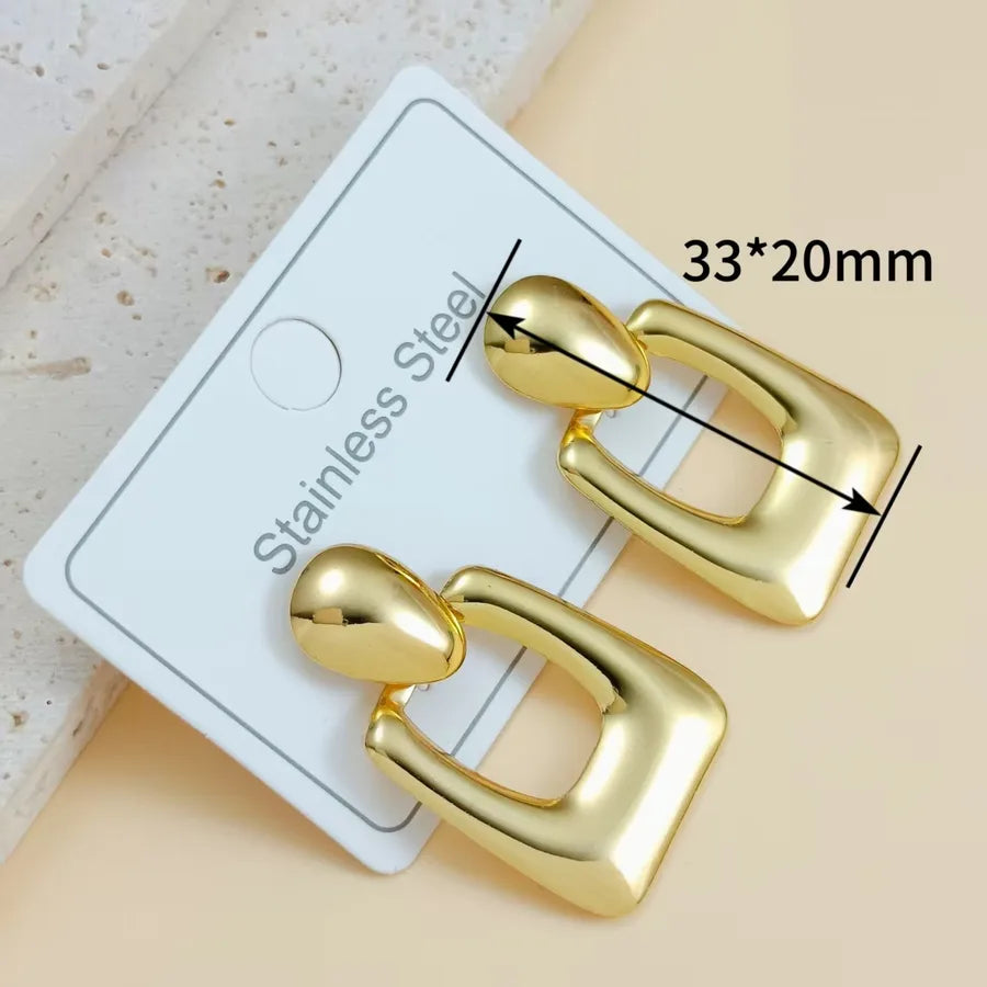 Gold Plated Pearl Tassel Earrings for Women Ear Needle 0.08mm Golden Square 1 Pair Package