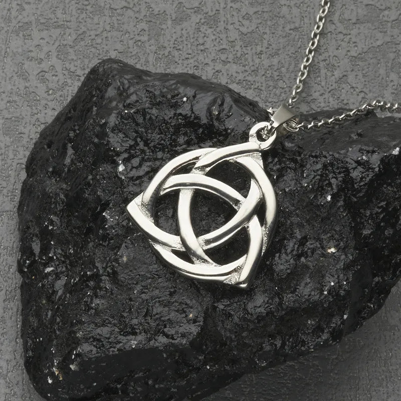 Celtic Knot Stainless Steel Triangle Pendant Necklace