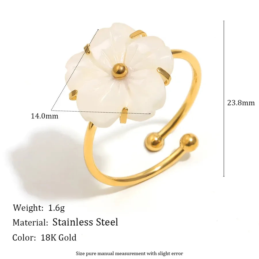 18K Gold Plated Flower Shell Open Ring