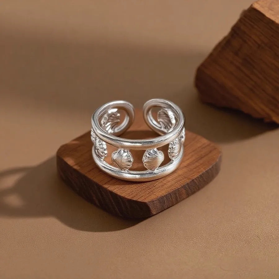 Hollow Seahorse Ring in Stainless Steel Z0227-One Circle Scallop-Ring-Steel Color