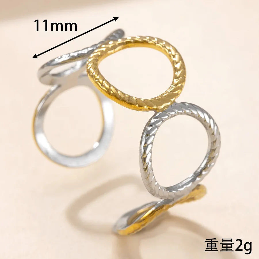 Geometric Gold-Plated Titanium Steel Ring Average Size YYJZ702
