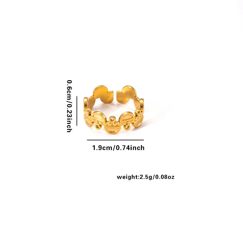 18K Gold Plated Titanium Steel Open Ring Adjustable Opening TYGR0174