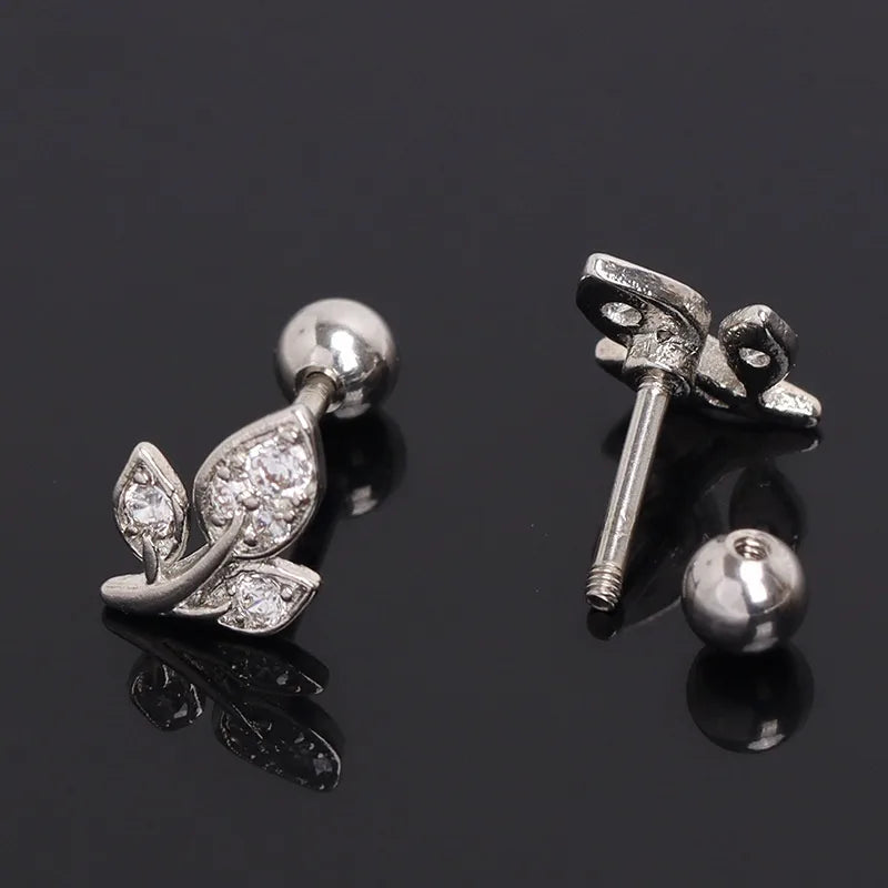 Minimalist Leaf Stainless Steel Stud Earrings