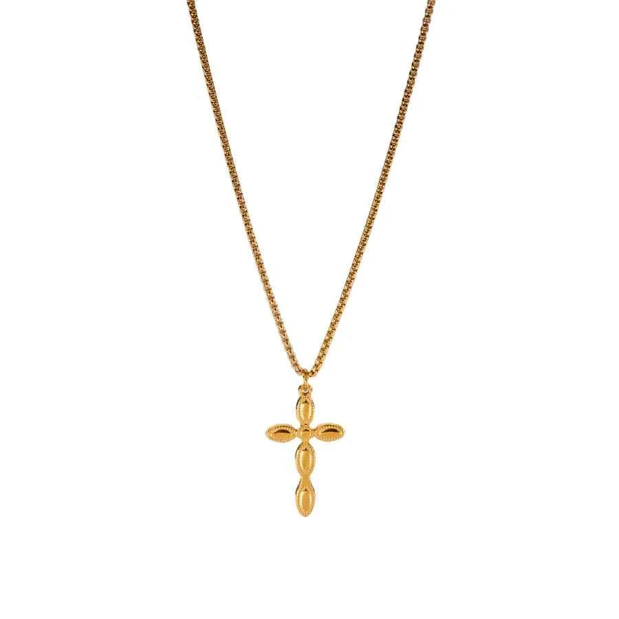 18K Gold Plated Cross Pendant Necklace for Women