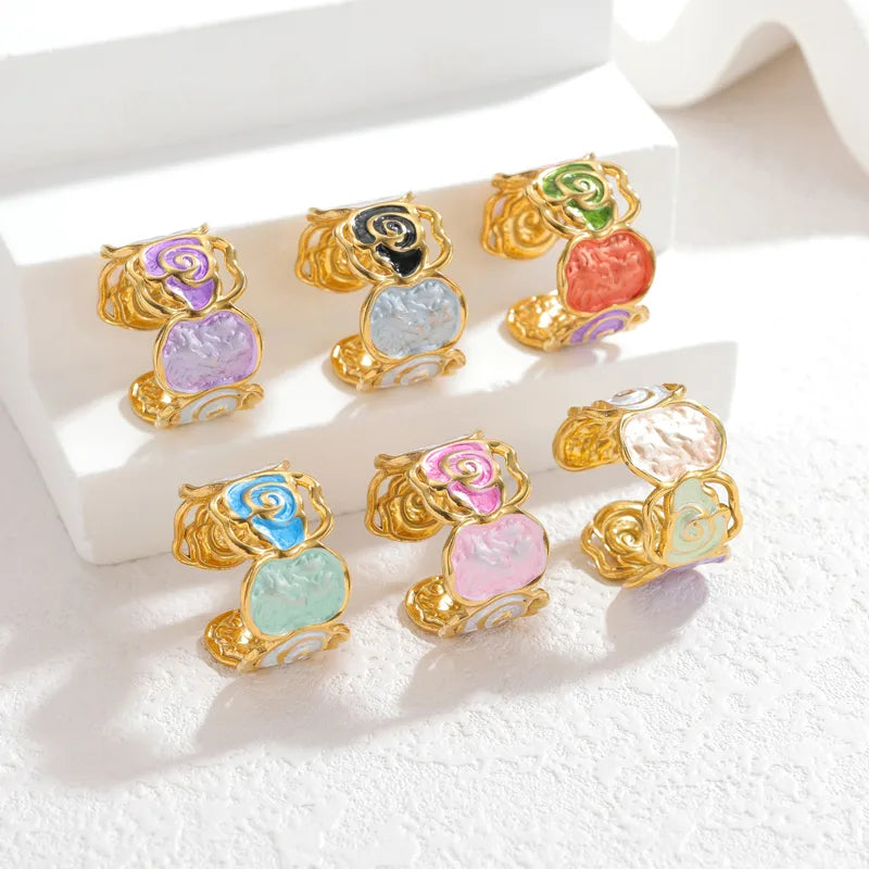 18K Gold Plated Enamel Stainless Steel Ring