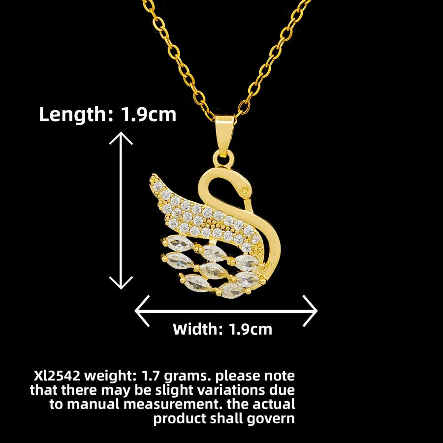 Butterfly & Whale Couple Pendant Necklace XL2542 Swan Necklace Gold