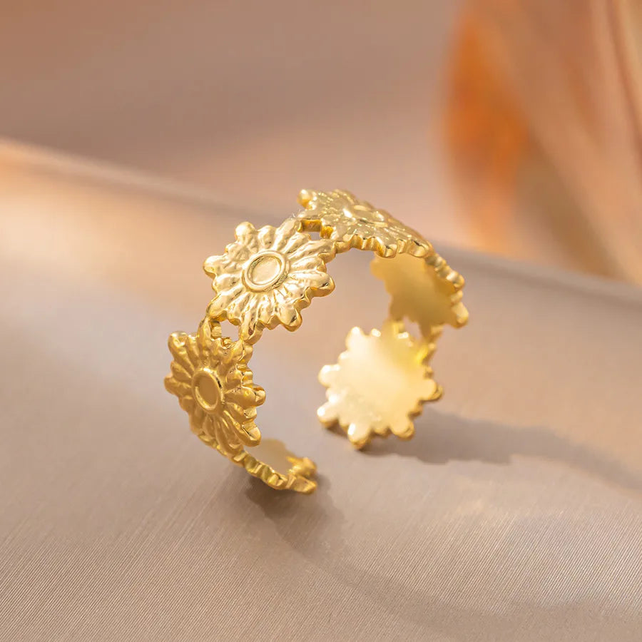 Adjustable Geometric Titanium Steel Ring K7 Gold Ring Adjustable