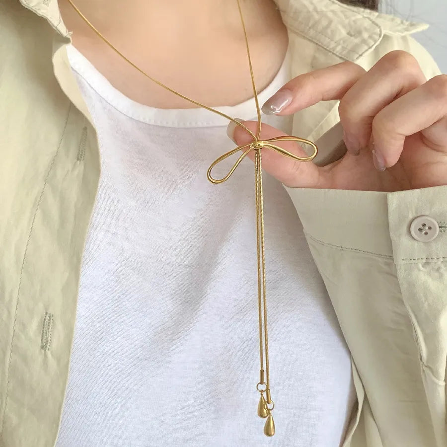 Gold Butterfly Knot Pendant Necklace