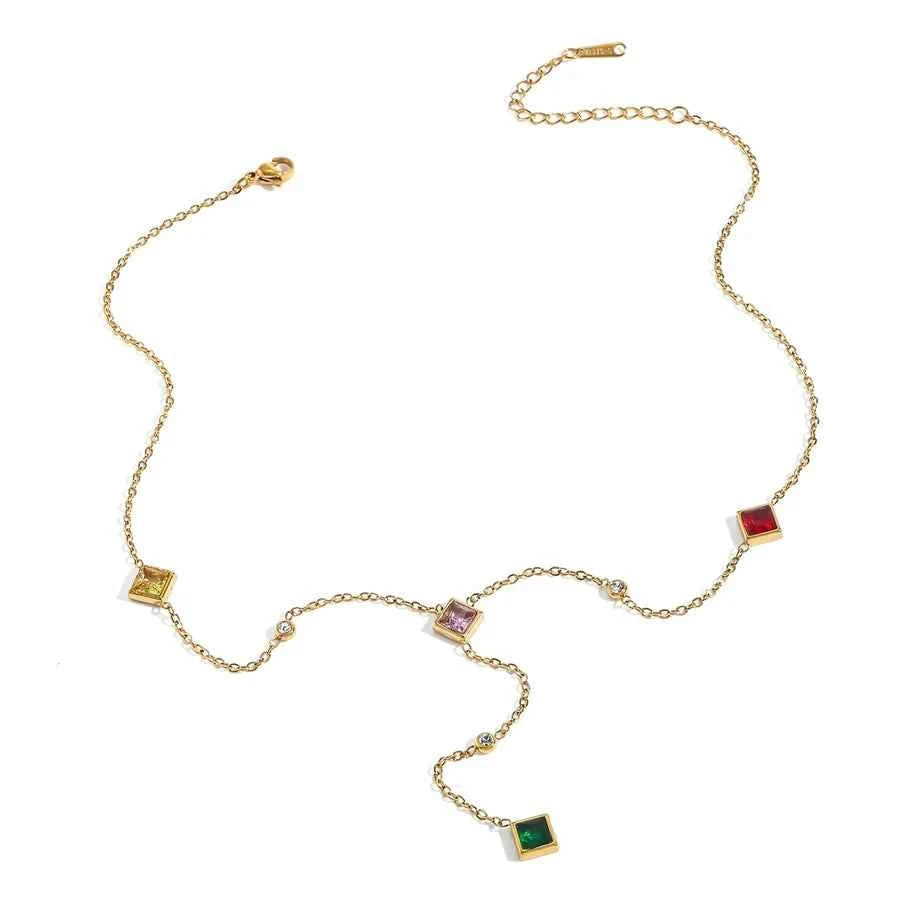18K Gold Plated Geometric Zircon Necklace