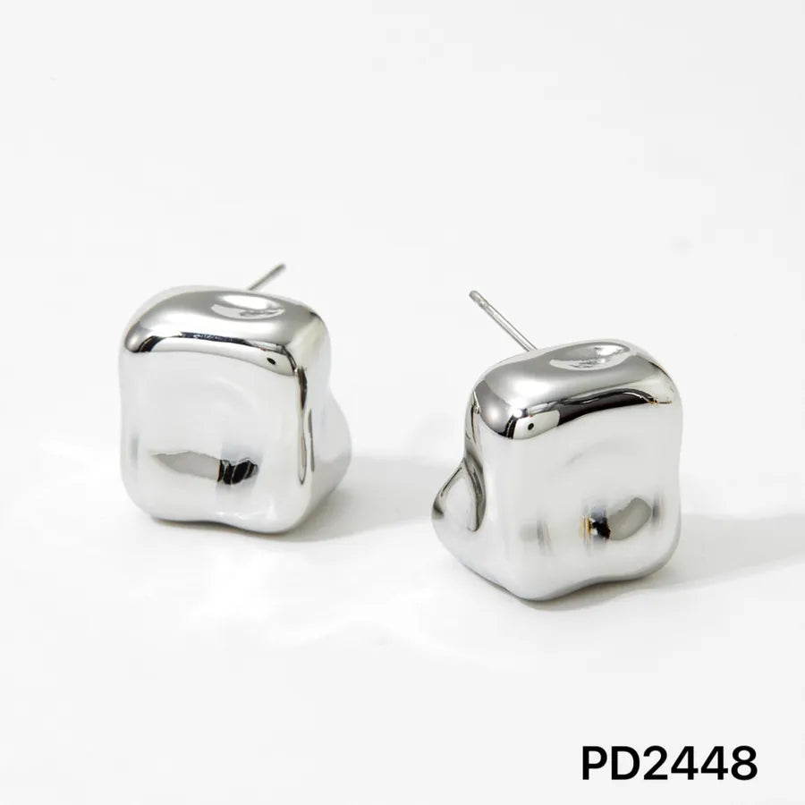 Elegant Geometric Stainless Steel Earrings Silver PD2448