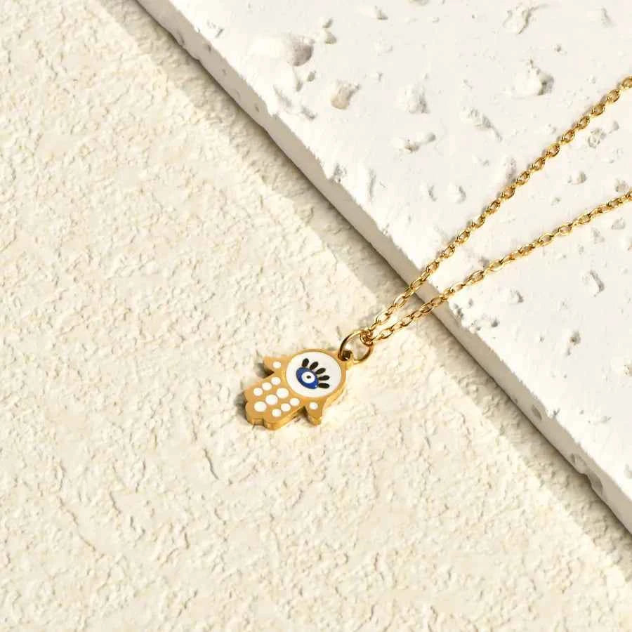 18K Gold Evil Eye Pendant Necklace