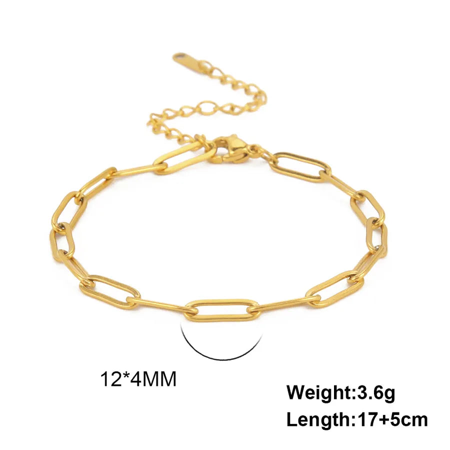 Gold Stainless Steel Cuban Link Bracelet Gold Welding Mouth Chain