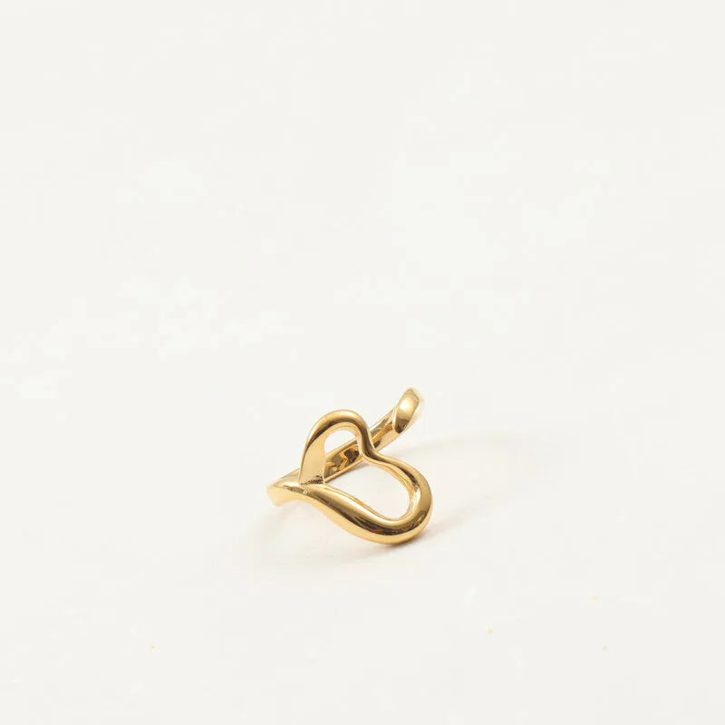 18K Gold Plated Hollow Heart Stainless Steel Ring