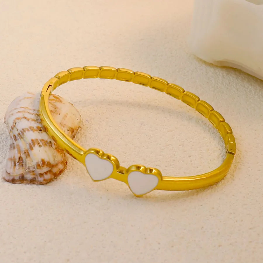 18K Gold Plated Zircon Hollow Stainless Steel Bracelet Average Size Gold Style 11