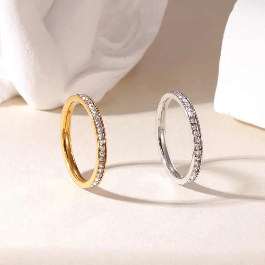 Stainless Steel Full Diamond Star Ring