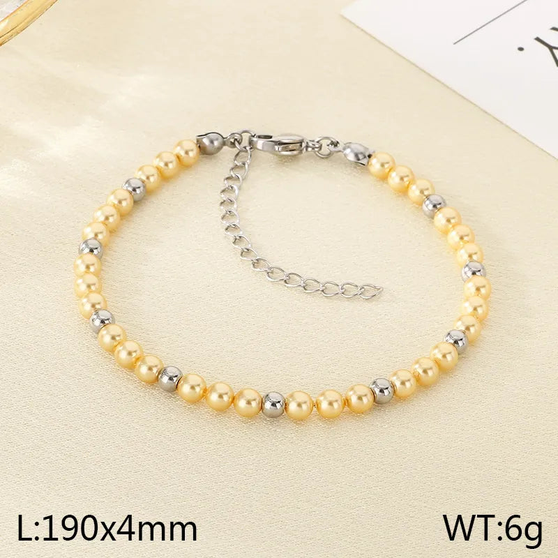 Gold Beaded Shell Bracelet for Women KB207032-Z