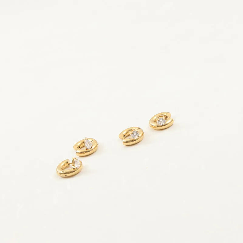 18K Gold Plated Zircon Hoop Earrings