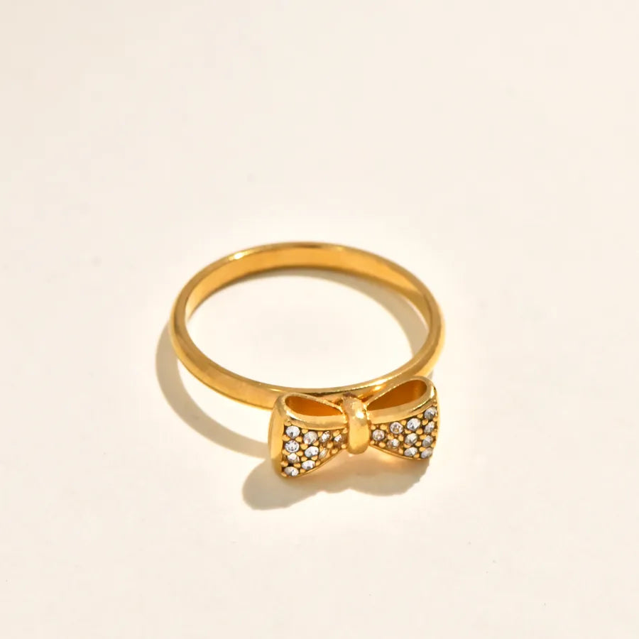 Gold Daisy Butterfly Knot Zircon Ring 5773001
