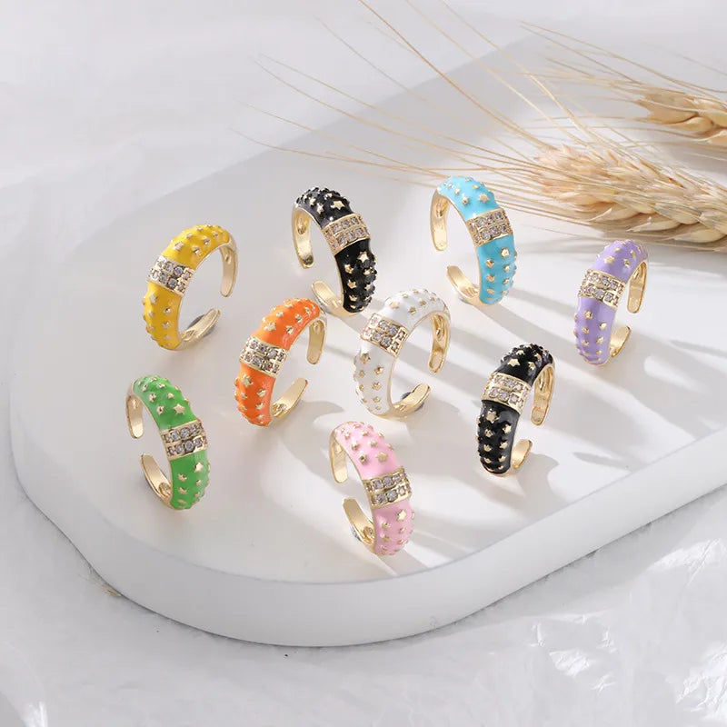 Colorful Star Titanium Steel Adjustable Ring