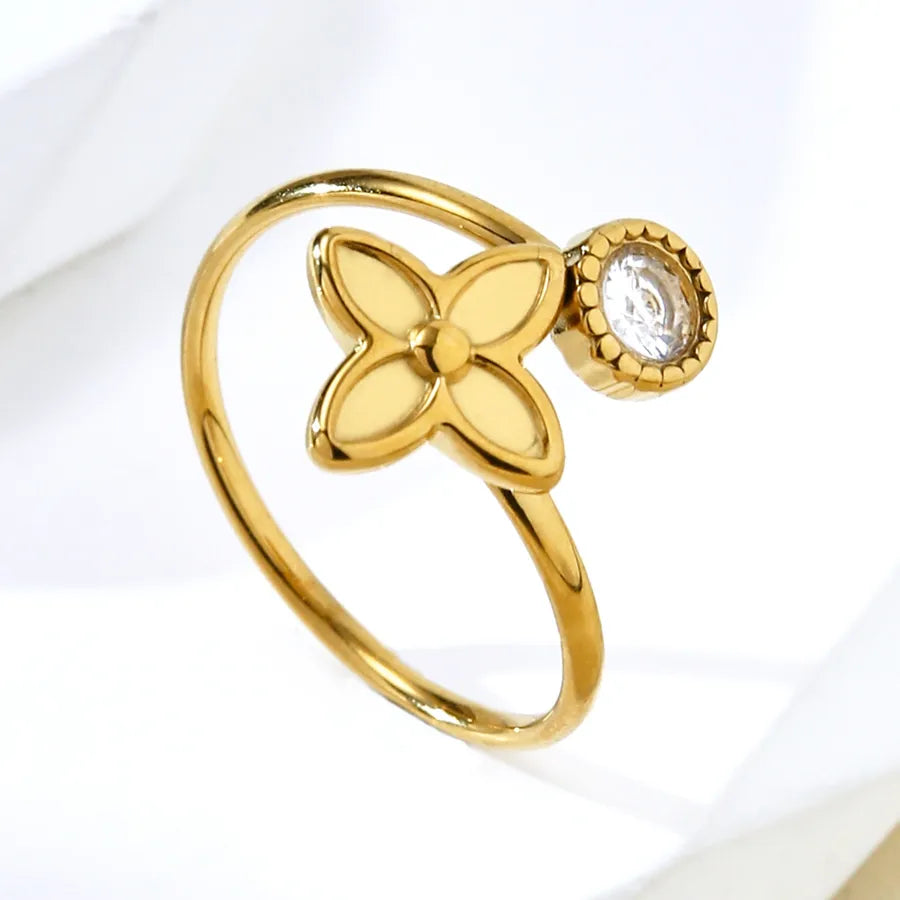 Elegant 18K Gold Plated Geometric Zircon Ring