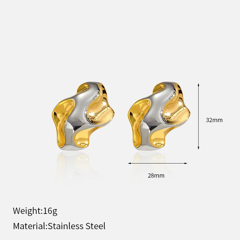 Gold-Plated Boho Flower Heart Earrings Gradient Gold Earrings