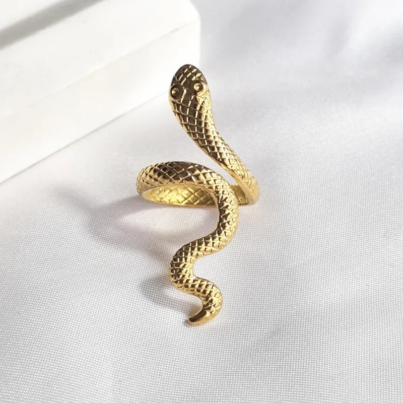 18K Gold Snake Open Ring – Stainless Steel Style 4