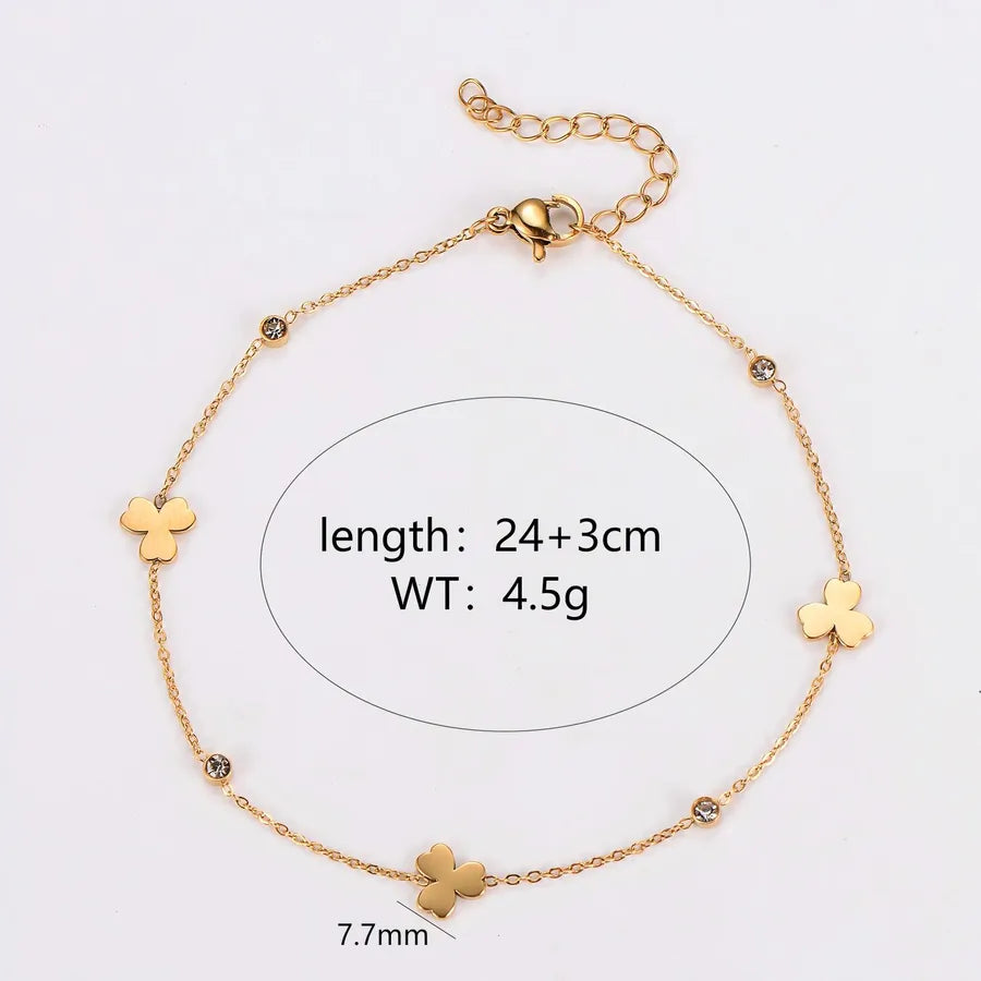 Gold Heart Flower Anklet – Stainless Steel