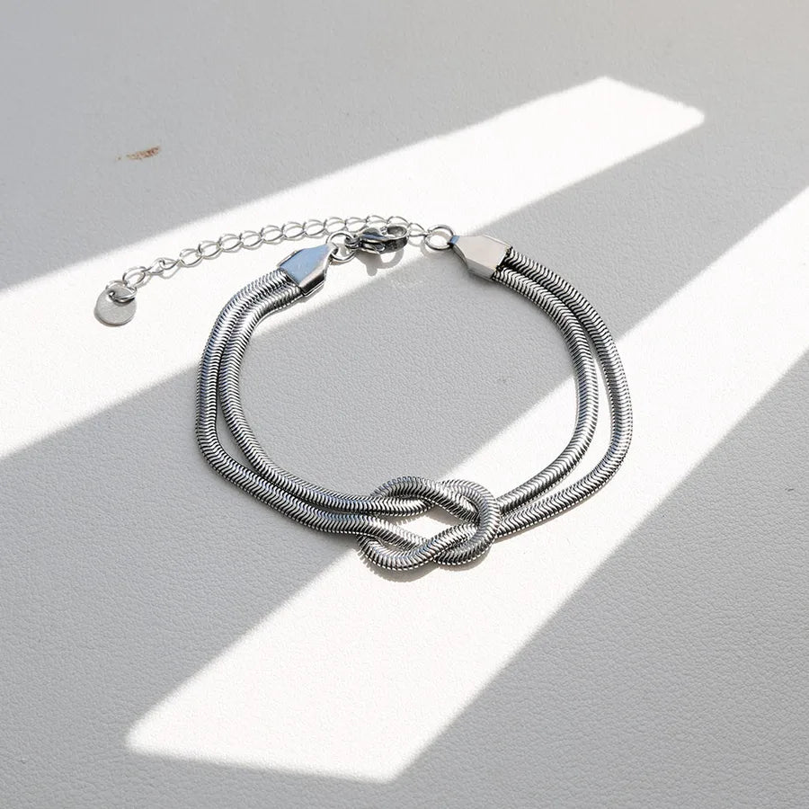 Unisex Gold Snake Chain Knot Bracelet Steel Color
