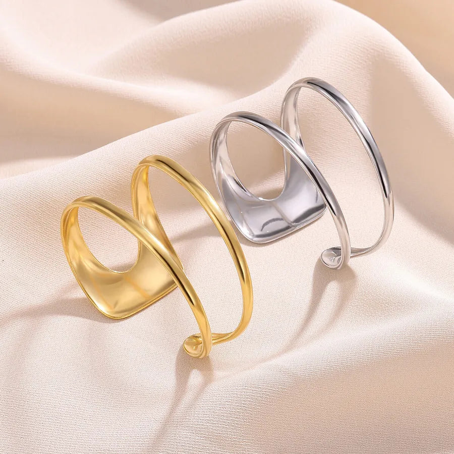 Stainless Steel Star Flower Open Bangle