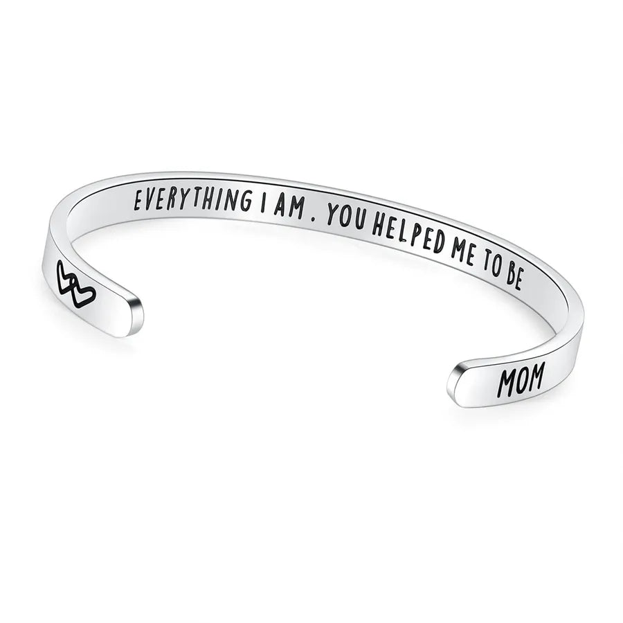 Retro Heart Stainless Steel Bangle 53- Mom Gifts - Everything I Am You