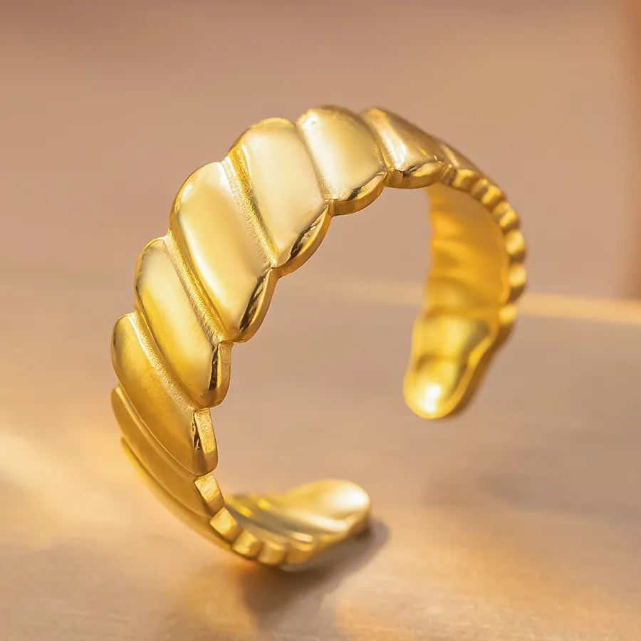 Geometric Titanium Steel Star Ring for Women K155 Gold Ring Adjustable