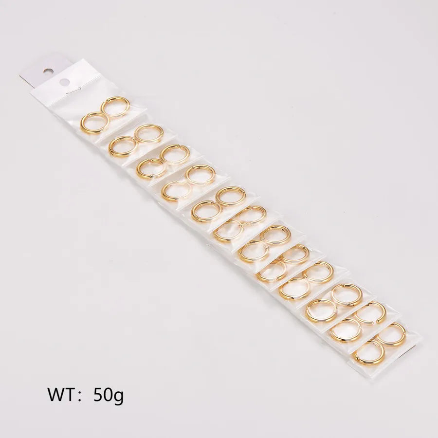 18K Gold Plated Stainless Steel Hoop Earrings Set [Medium] Wire Diameter 2.5, Inner Diameter 12.5mm