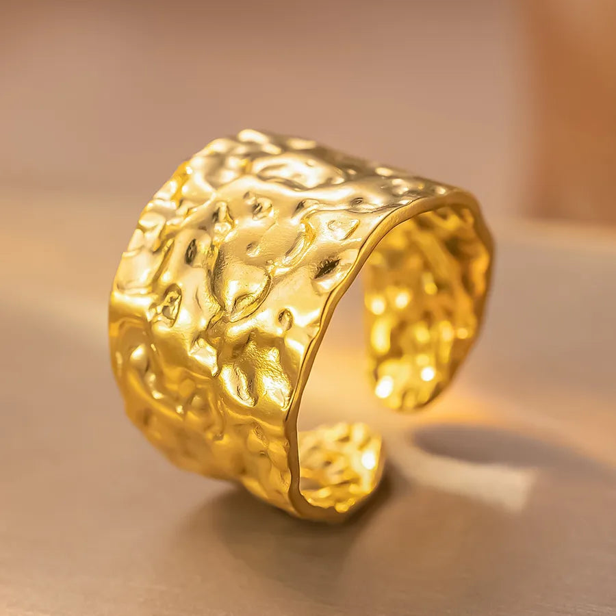 Geometric Titanium Steel Couple Ring K201 Gold Ring Adjustable