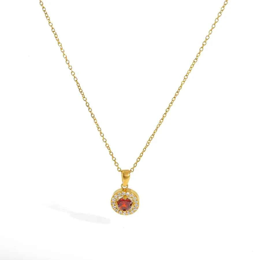 Gold Plated Zircon Pendant Necklace for Women