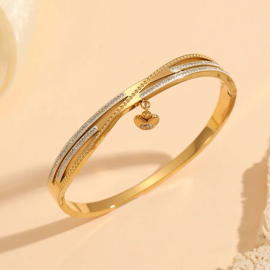 18K Gold Heart Bangle – Stainless Steel Bracelet#4