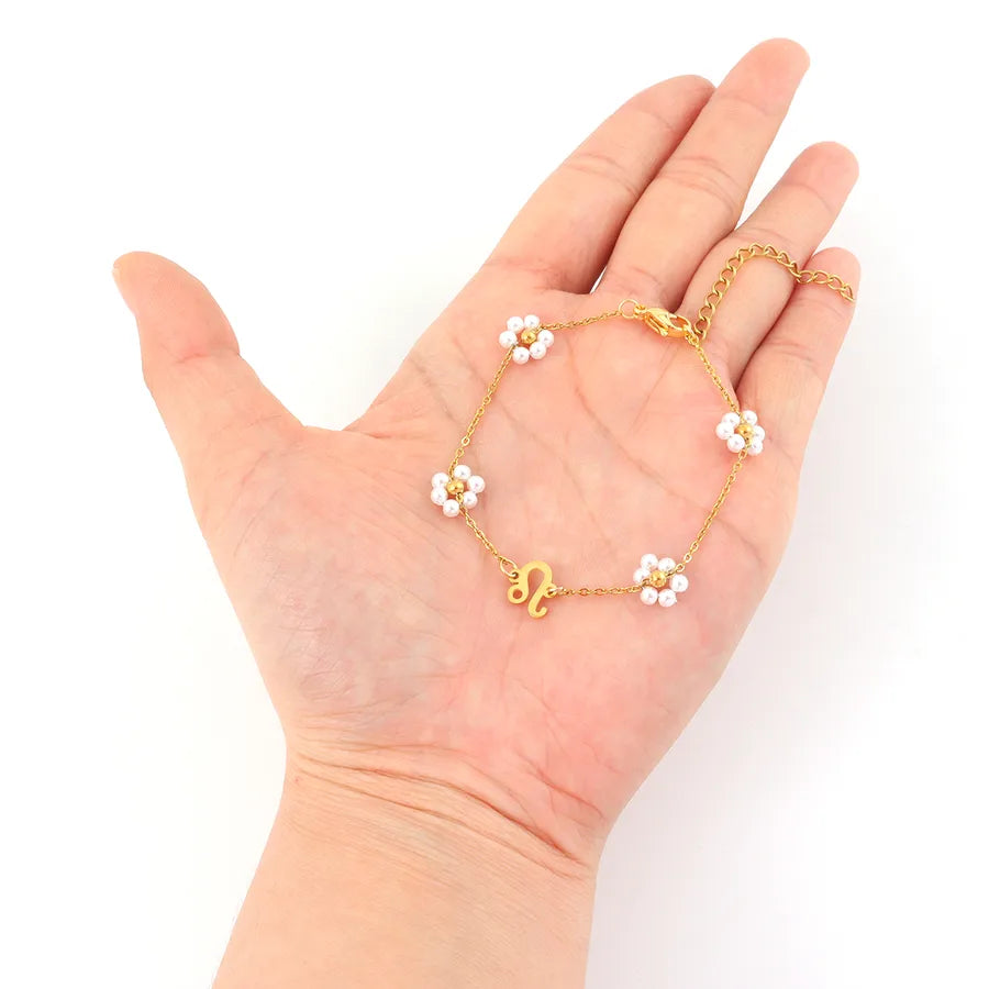 18K Gold Zodiac Pearl Bracelet for Women