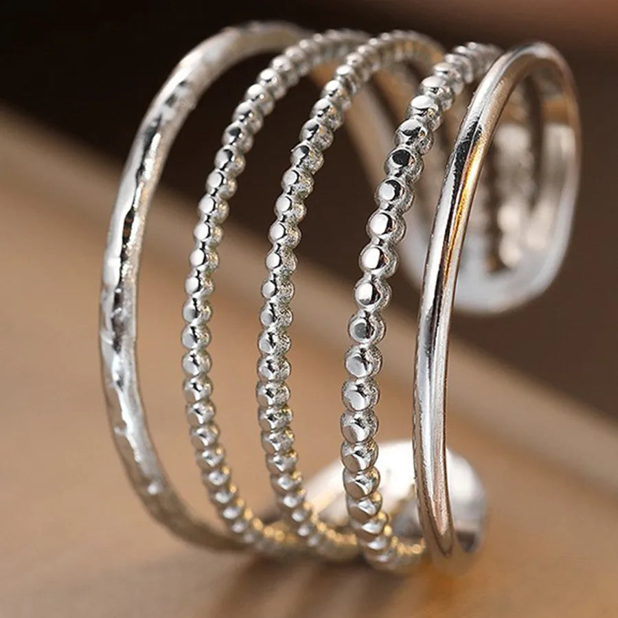 18K Gold Plated Stainless Steel Open Ring Average Size Steel Color 009#