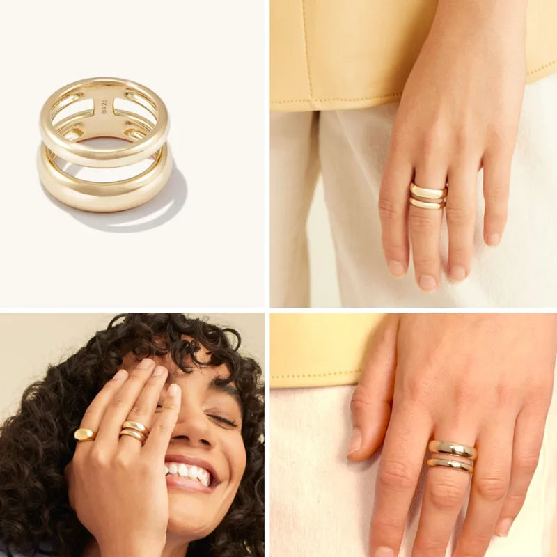 18K Gold Plated Titanium Steel Geometric Ring