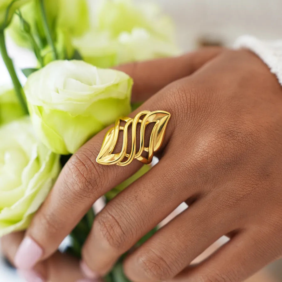 18K Gold Plated Retro Open Ring for Women