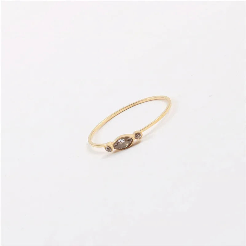 Thin Gold Zirconia Ring for Women