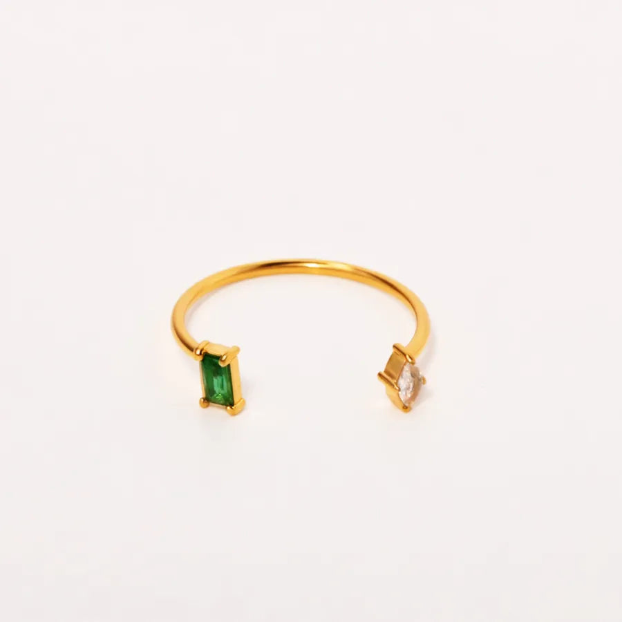 Gold Plated Geometric Zircon Ring Gold