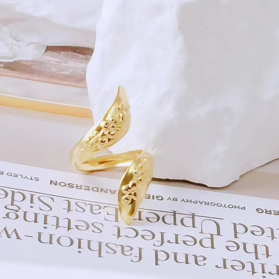 Gold Bamboo Titanium Steel Open Ring Adjustable Opening Golden Hydraulic J59