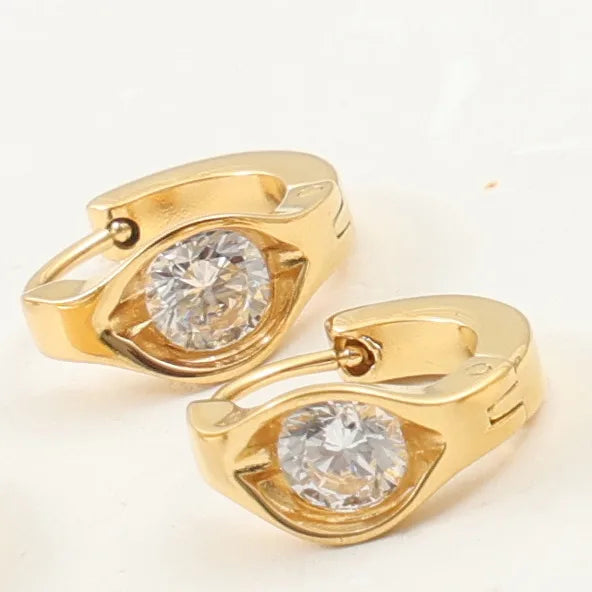18K Gold Zircon Drop Earrings for Women
