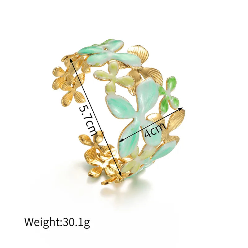 18K Gold Plated Flower Shell Bangle Bracelet A Style
