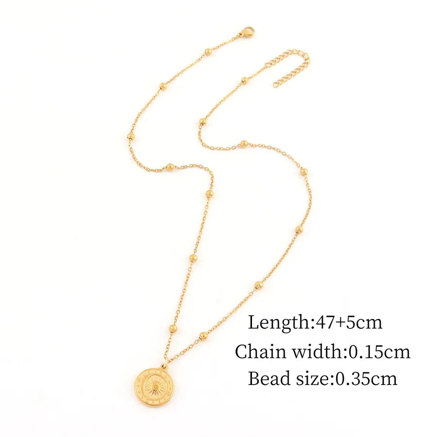 Gold Sun Pendant Stainless Steel Necklace Gold Style3