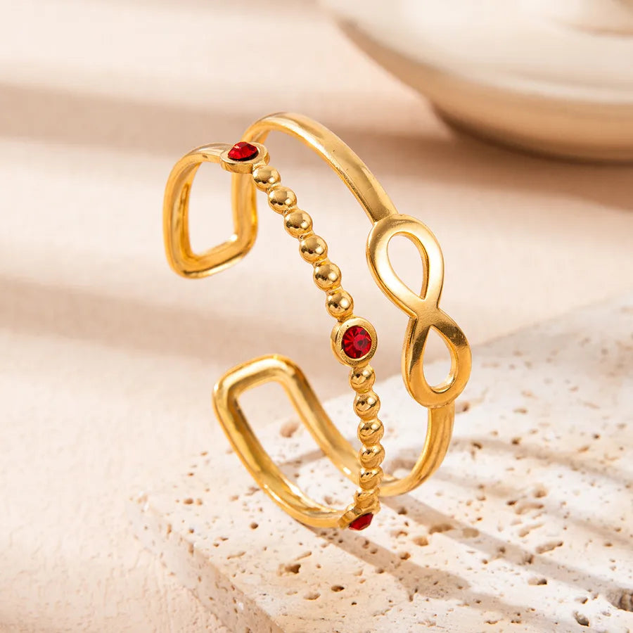 18K Gold Snake Bangle Bracelet for Women Red Diamond Double Layer Bracelet