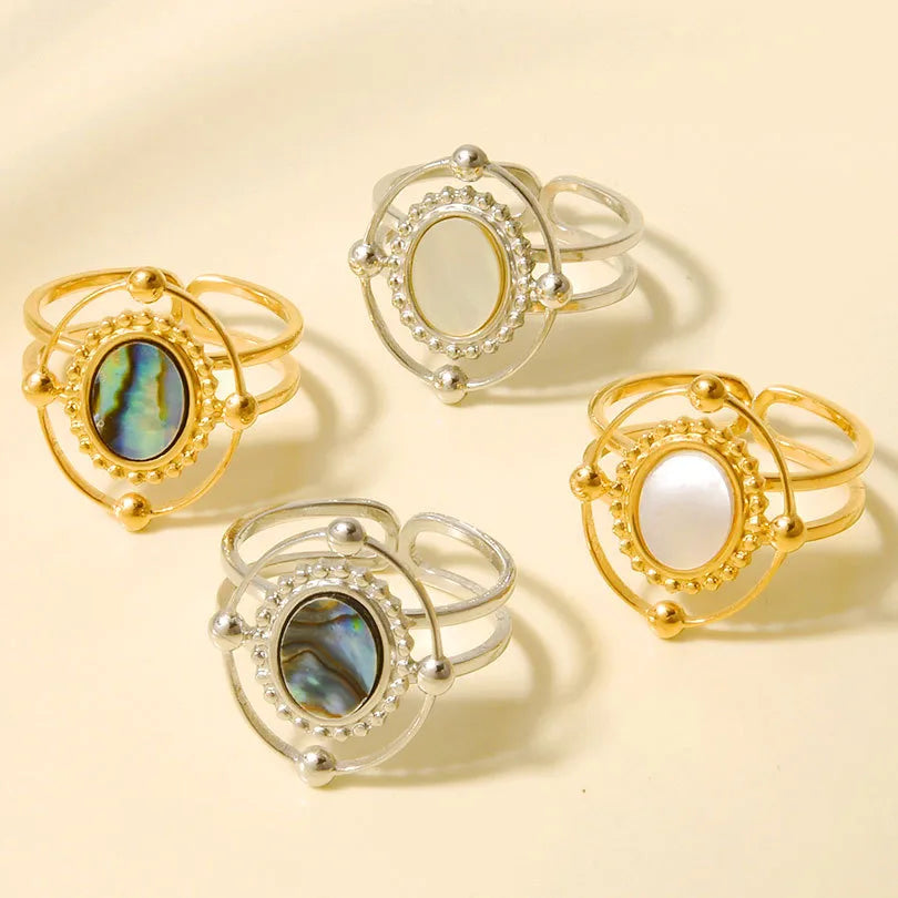 18K Gold Plated Geometric Shell Ring