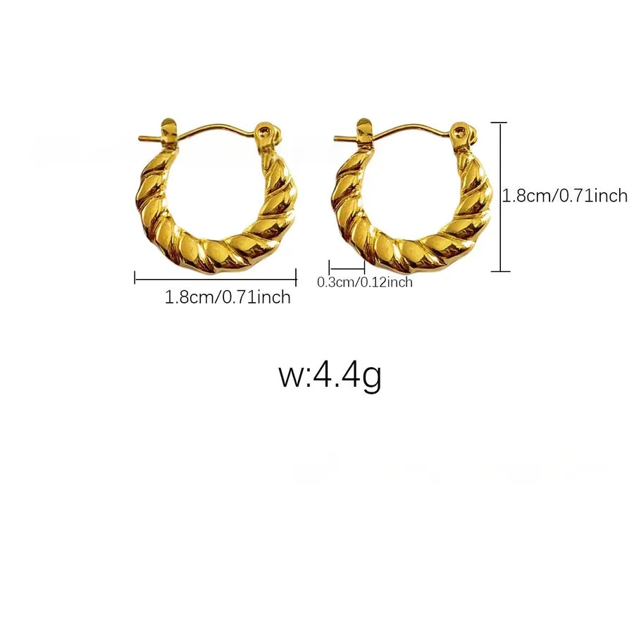 Elegant Gold Titanium Steel Hoop Earrings